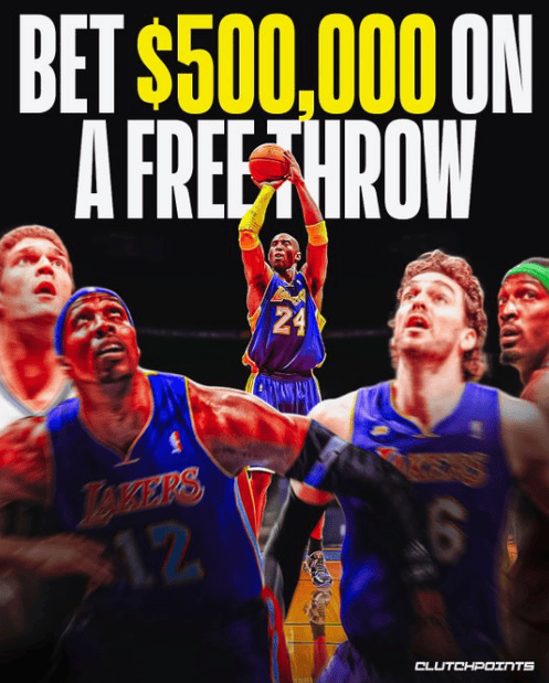 ClutchPoints回顾科比曾在正式比赛中为一次罚球押注50万