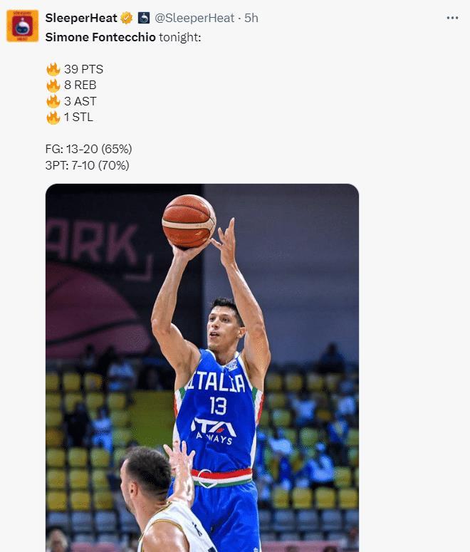 新意大利炮？轰39+7三分创88年纪录：830万丰泰基奥FIBA也强势