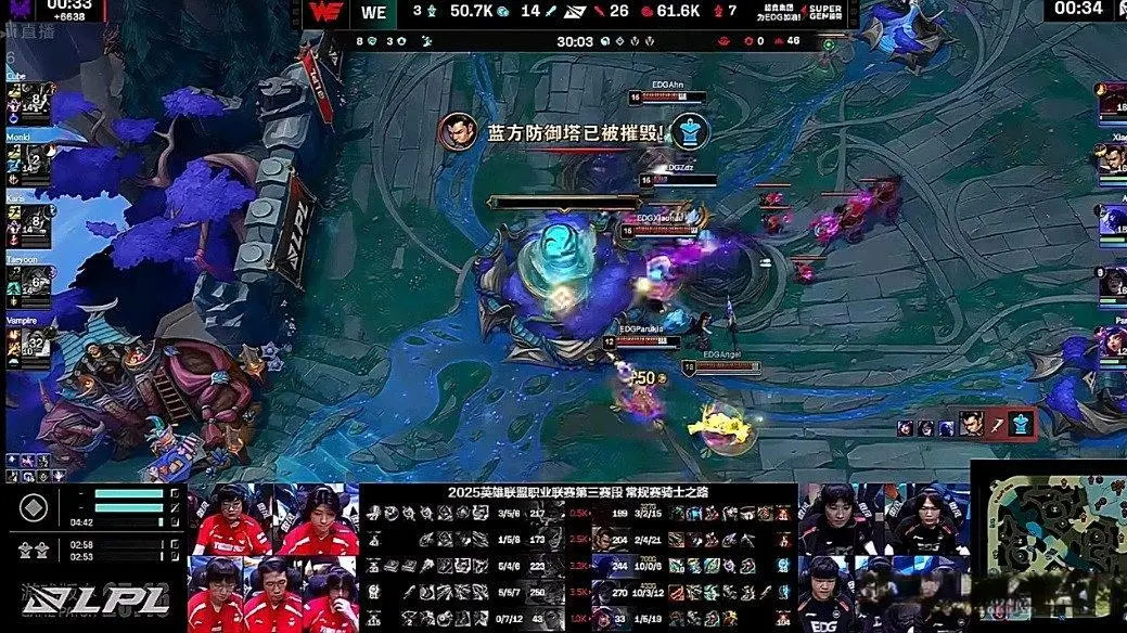 LPL第三赛段骑士之路，涅槃组EDG 3-1 碾压登峰组WE，晋级季后赛
