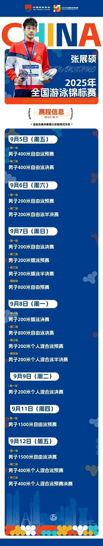 潘展乐、汪顺、张雨霏等云集 2025年全国游泳锦标赛周五开赛