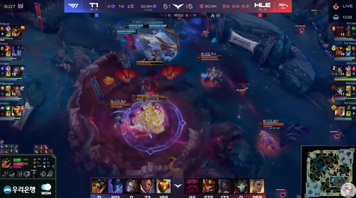 LCK：Faker打出最高伤害击败HLE！Keria拿下第八次POM