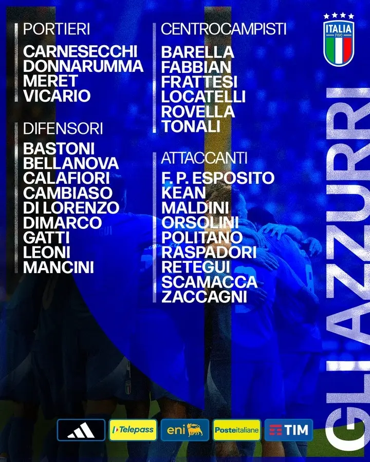 加图索执教首秀！意大利名单：莱奥尼、埃斯波西托首入选