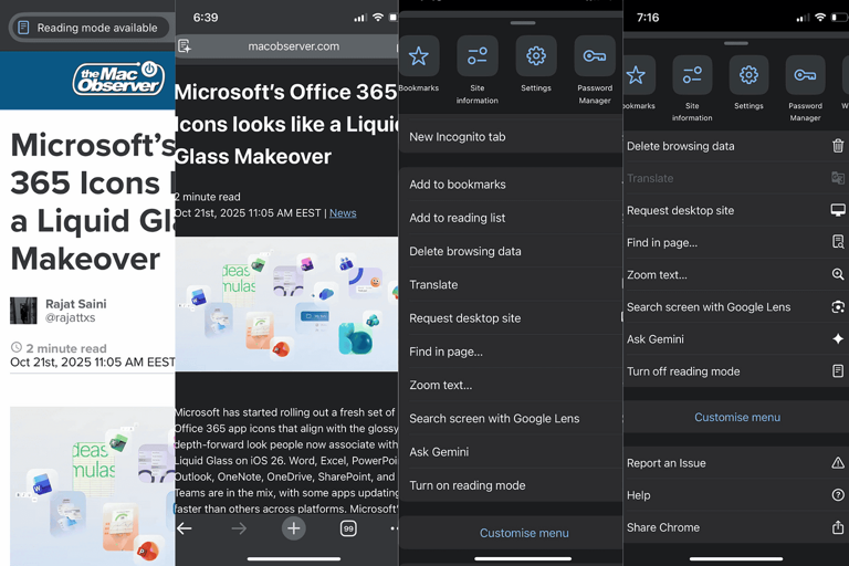 谷歌为iOS版Chrome测试阅读模式，简化网页提升阅读体验