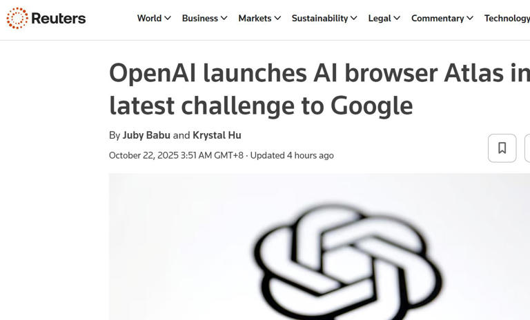  OpenAI 推出AI 浏览器 Atlas，向谷歌发起最新挑战 