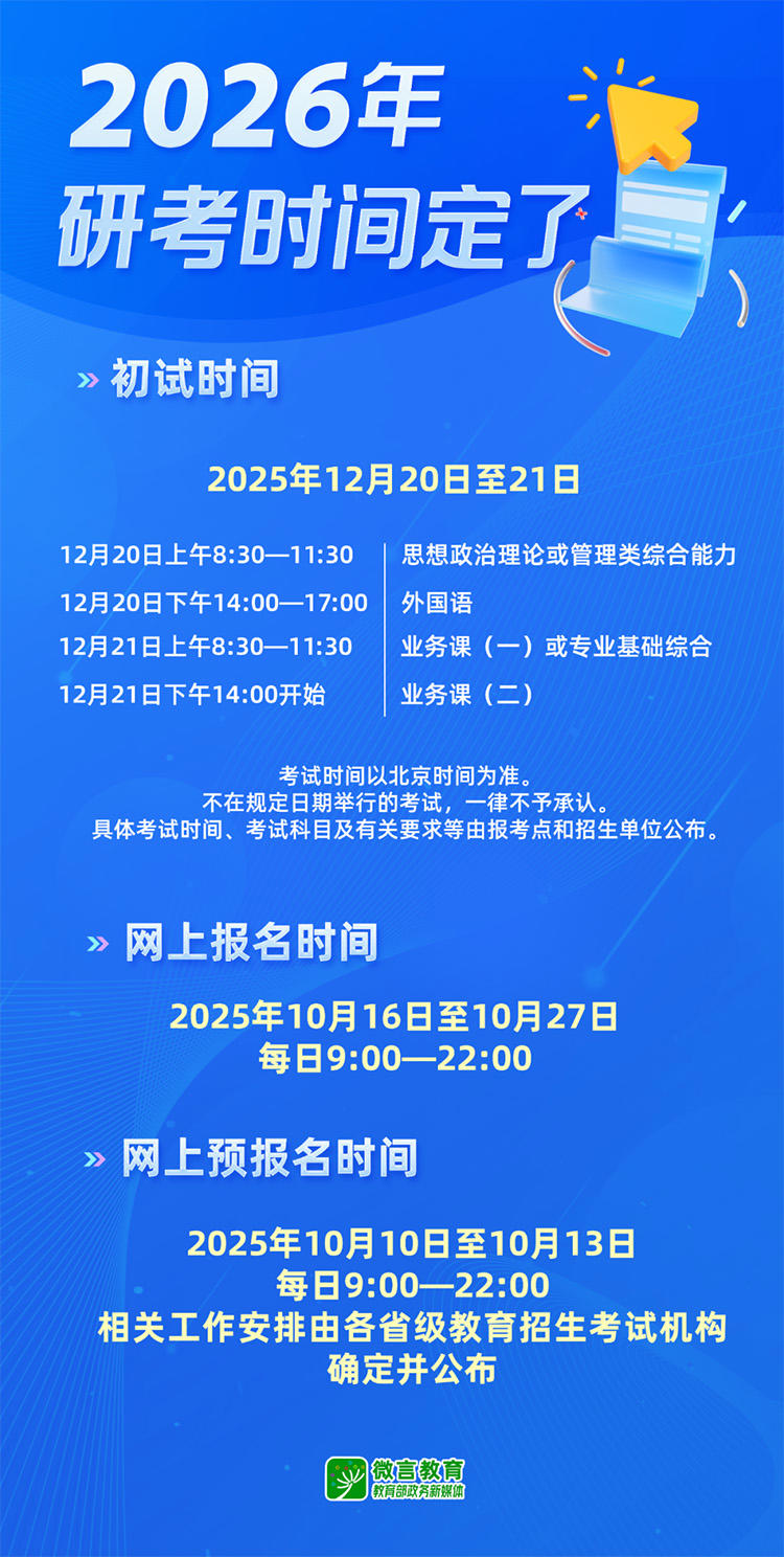 2026年考研今天起开始预报名