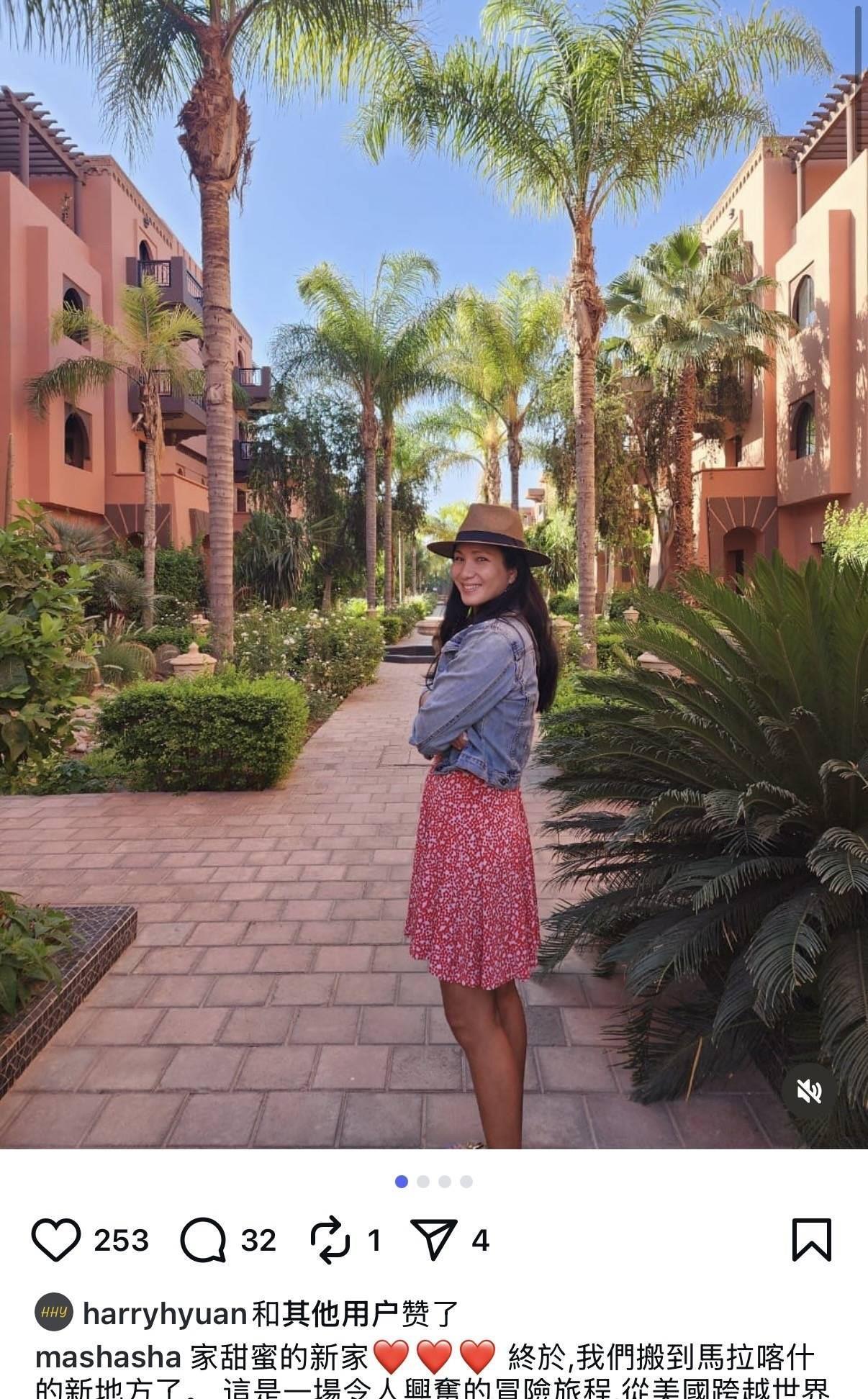 郑佩佩小女儿搬离美国定居非洲，随丈夫回老家生活，在当地教瑜伽