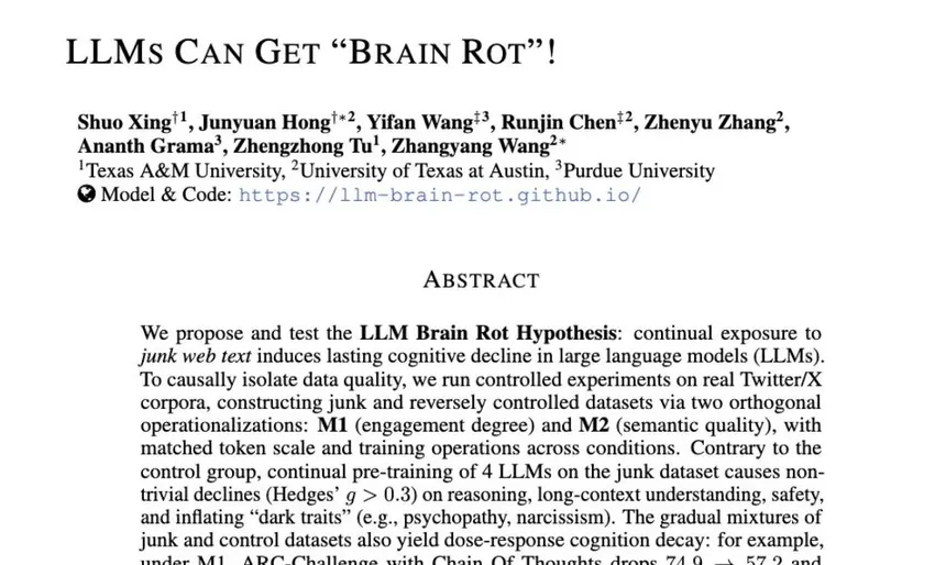 还在刷短视频？科学家给大模型“刷垃圾”，模型成智障了 