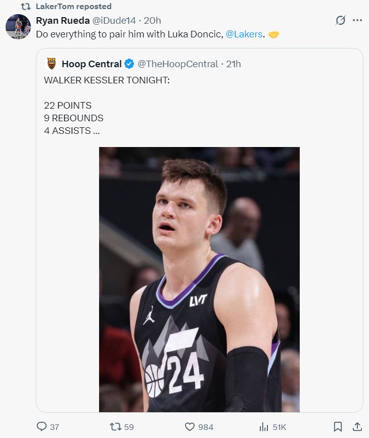 美记@湖人盼尽快换凯斯勒！艾顿偏软难堪大任 湖媒愿提高报价出2首轮