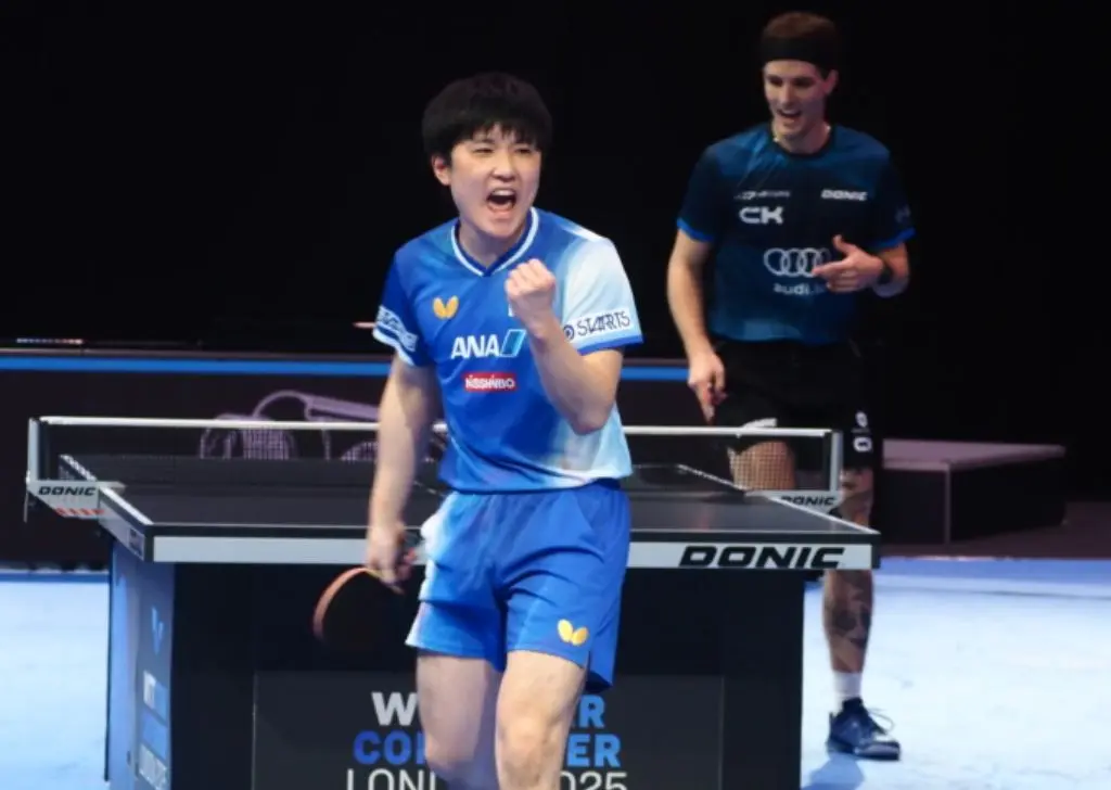 张本智和在伦敦险一轮游：3-2险胜世界第87 粉丝围堵高喊“爱你”