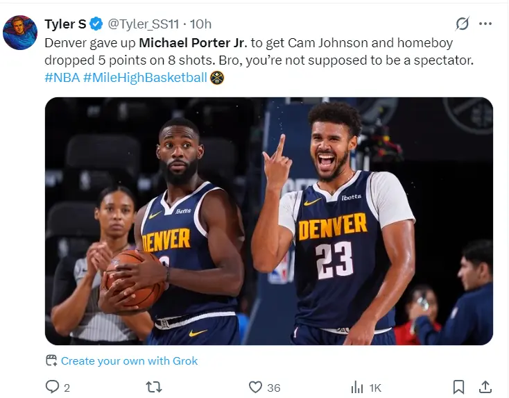 掘金换卡约后悔吗？小波特31+8险带队逆转骑士 持球漂移三分超自信