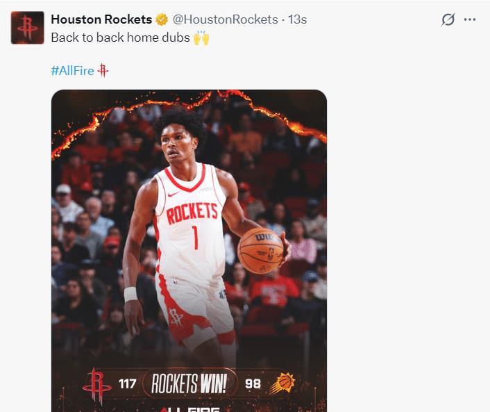 火箭升西部第二! 赛季前20场+232创队史纪录 KD加盟改变一切被挺MVP