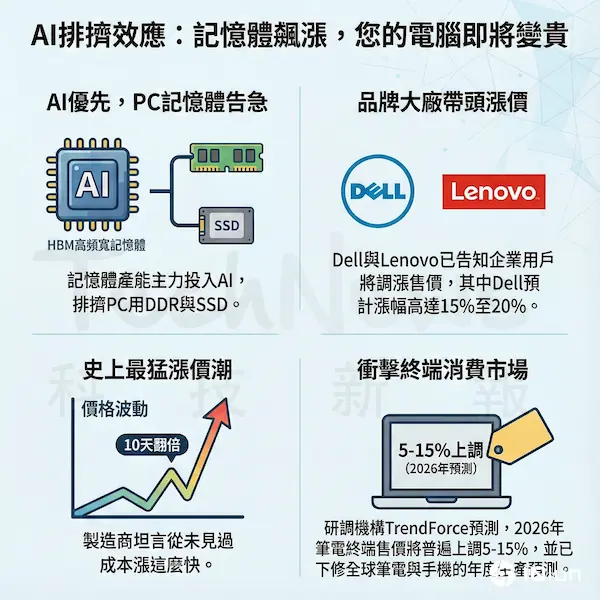 内存大涨扛不住，联想、戴尔开涨价第一枪