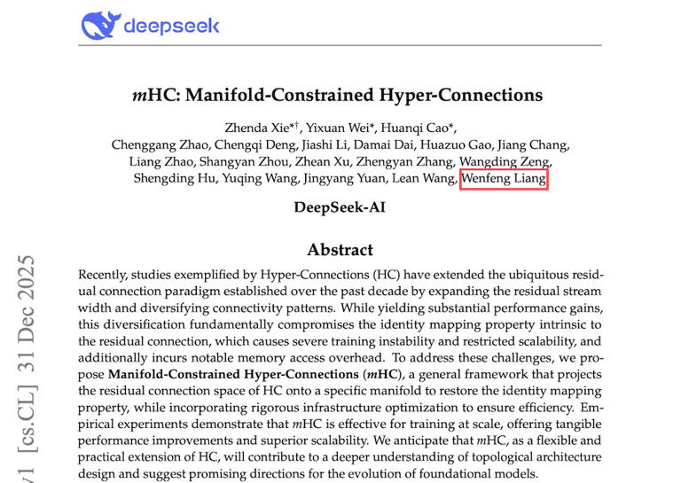 DeepSeek开年炸场！梁文锋又发论文了，一如既往地强