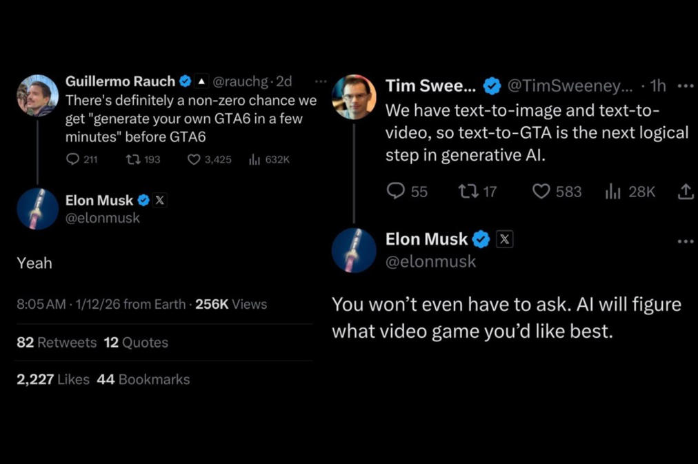 马斯克：AI或将让任何人在几分钟内生成《GTA6》