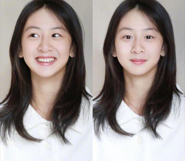 17岁森碟与母亲拍簪花合照，下巴后缩矫正好了，亭亭玉立越发漂亮