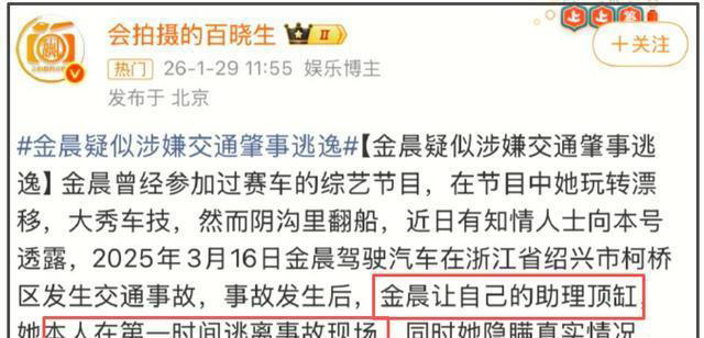 金晨被曝肇事逃逸，牵连谢霆锋，顶包案后被打、被监禁、事业尽毁