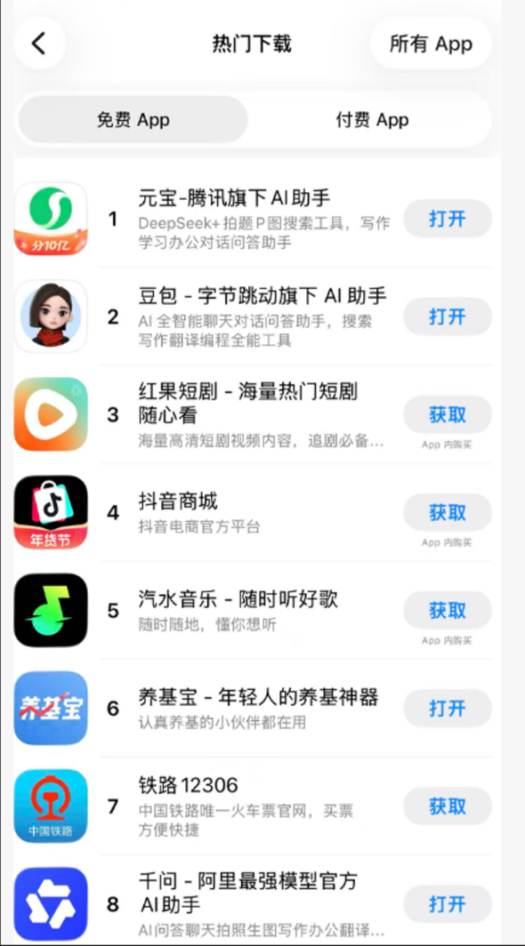 腾讯元宝App升至苹果商店免费App第一名