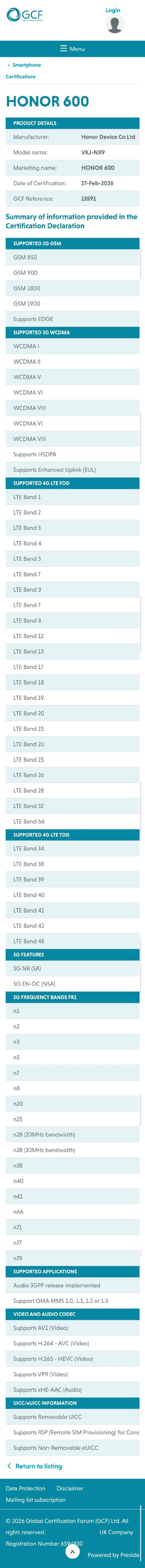 荣耀600系列通过海外GCF认证 IP68/69防尘防水加持