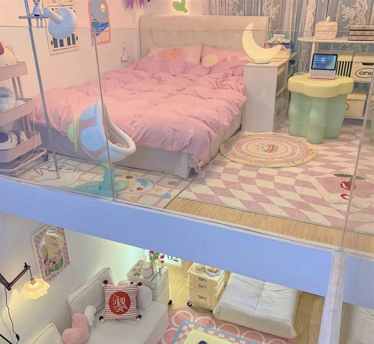 发现一位浙江姑娘的LOFT：42㎡做上下层，全屋粉嫩嫩太可爱了
