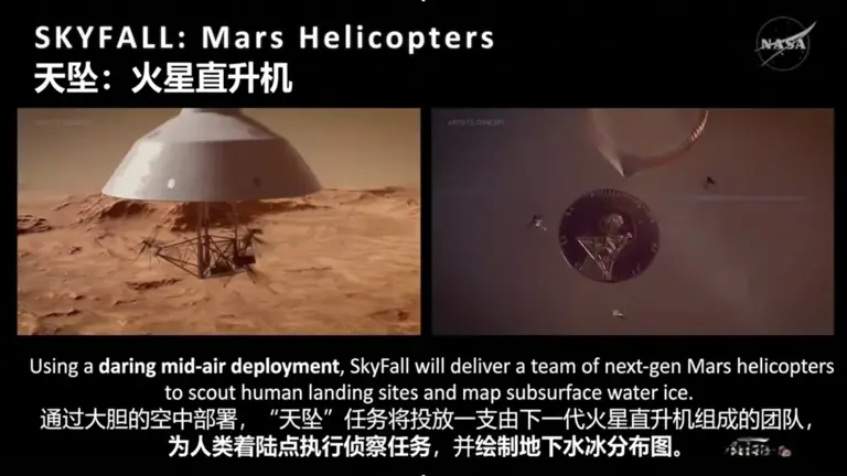 NASA宣布2028年发射首艘核动力星际飞船，“天坠”直升机群将远征火星