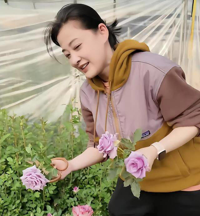 梅婷现身北京别墅菜园摘菜，2000多块外套穿出少女感，这哪是50岁