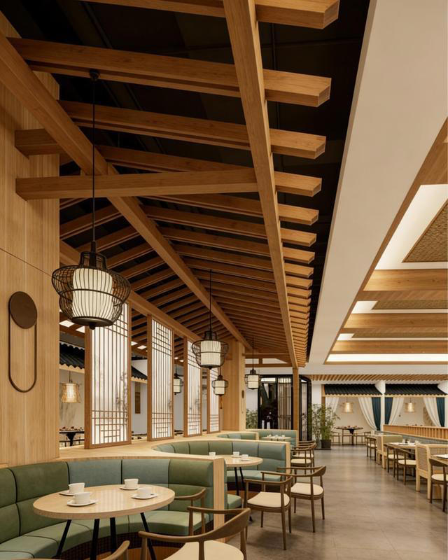 原木风中餐厅，留白时光 ｜ 中式原木风中餐厅设计方案