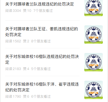 北京足协连发四张罚单 中青赛两队互射自家球门被罚