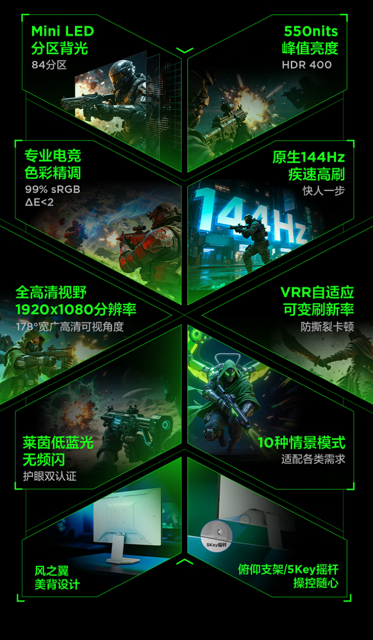 雷鸟 F5 24.5 英寸 144Hz MiniLED 电竞显示器上架发售