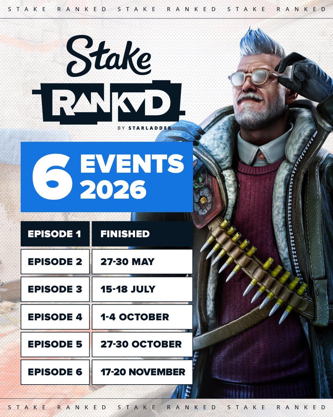 Stake Ranked公布2026年全部六项赛事计划