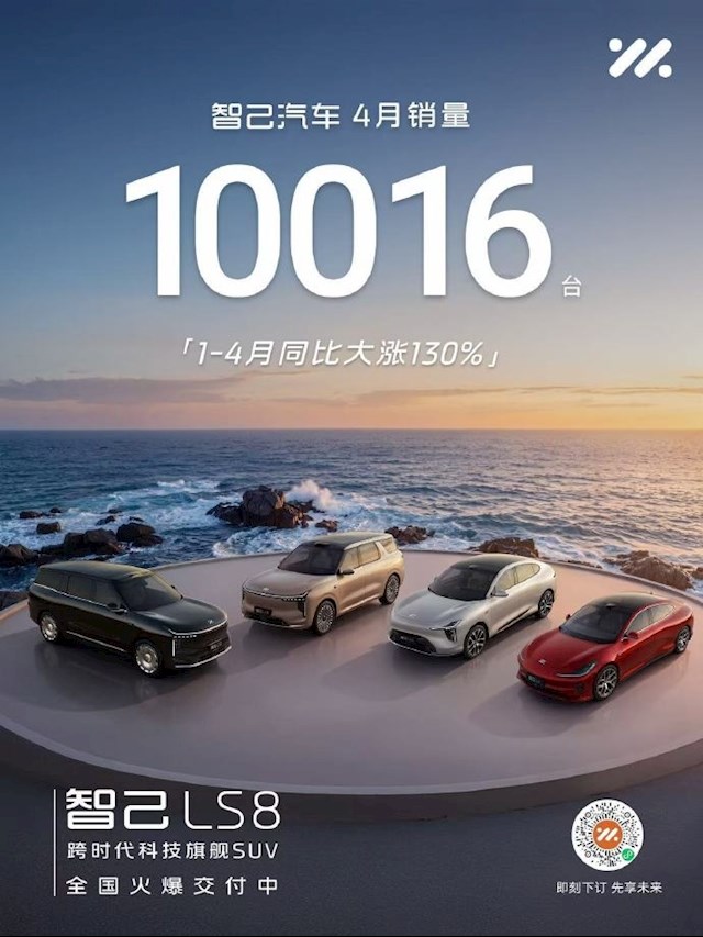 智己汽车4月销量10016台 前4个月同比大涨130%