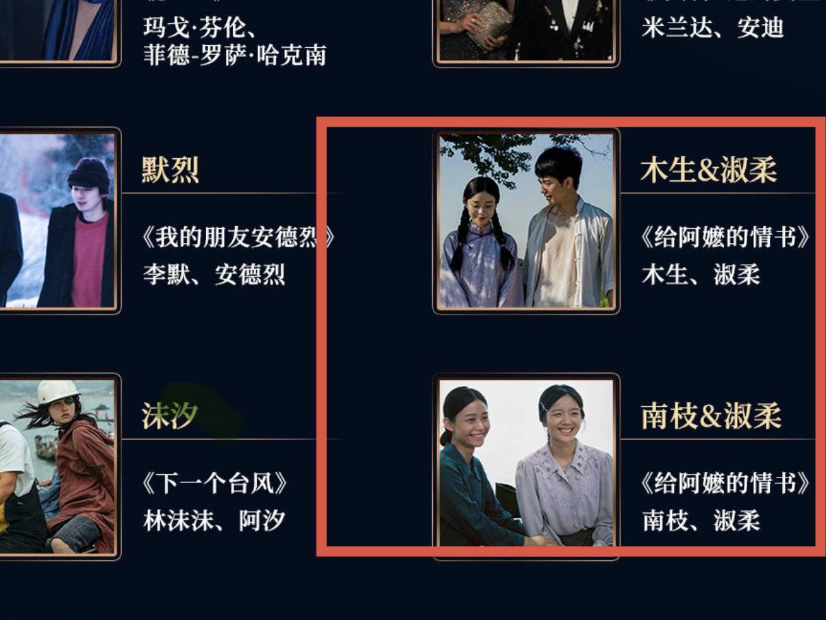 《给阿嬷的情书》双入围，微博年度电影银幕搭档名单公布