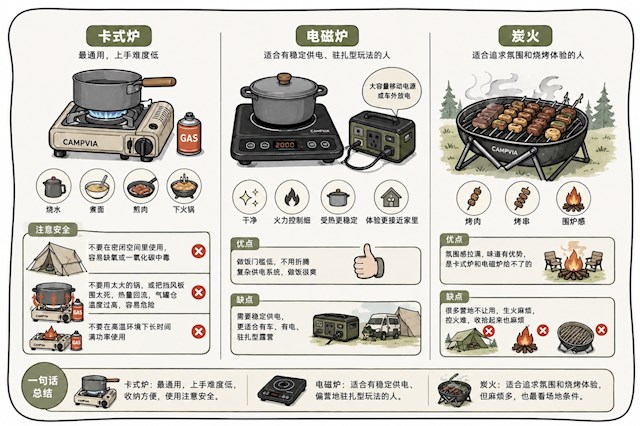 新手露营必看：卡式炉、电磁炉、明火到底怎么选?
