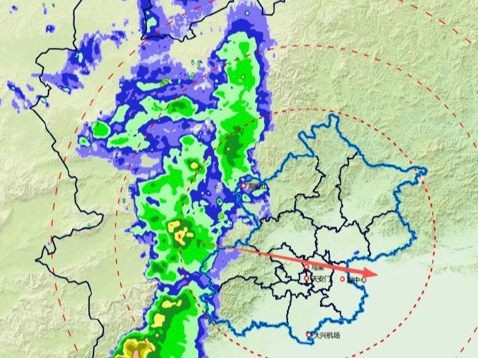 8时至9时，北京平原地区将出现分散性阵雨或雷阵雨