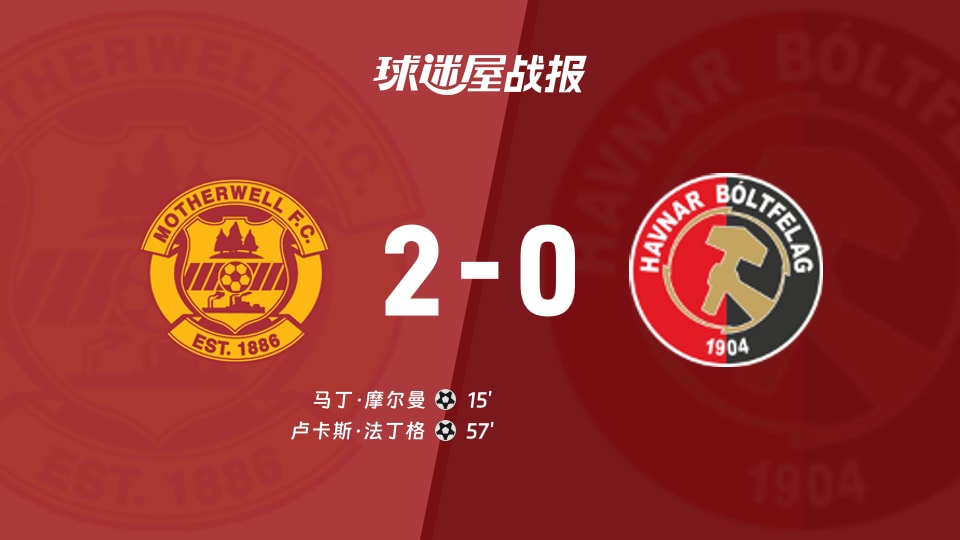 【欧协联资格赛2】马瑟韦尔vs托尔斯港比赛结果：马瑟韦尔(2-0)托尔斯港比分战报
