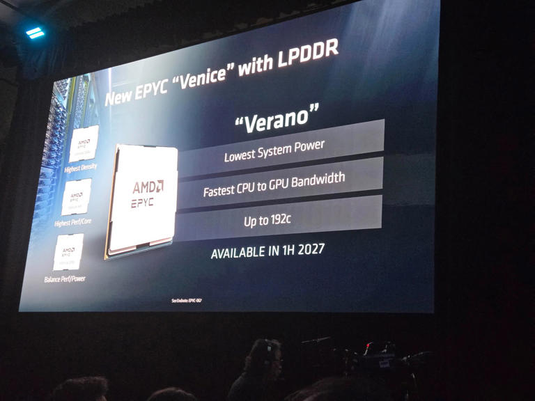 AMD展示EPYC Verano AI处理器 LPDDR内存获确认 “192核心”仍待厘清